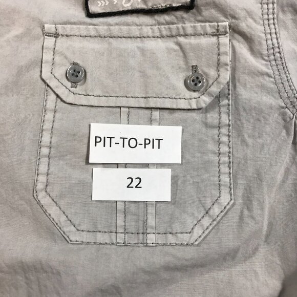 Buffalo Blu born to look unique 2 pocket short sleeve gray button front shirt L - Picture 7 of 7